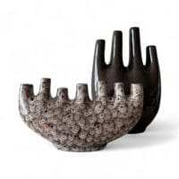 Tulpenvaas set – effen bruine en bruin gespikkelde keramische vazen in twee formaten