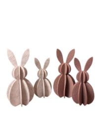 Set paasdecoratie vilten paashaasjes in bruin en beige van 18 en 15 cm hoog