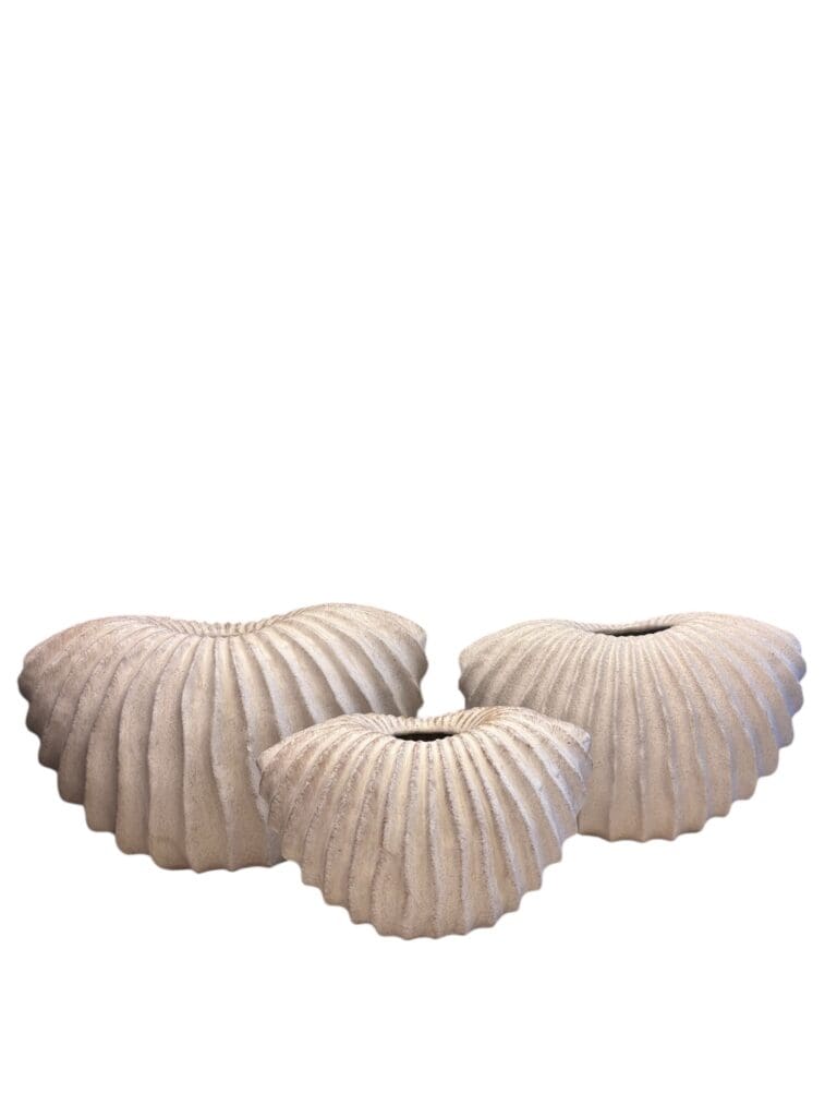 Keramieken vaas off white set van drie met speelse vormen