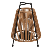 Solar tafellamp 9x19x22 cm in zwart en naturel met warm sfeervol licht voor tuin of interieur