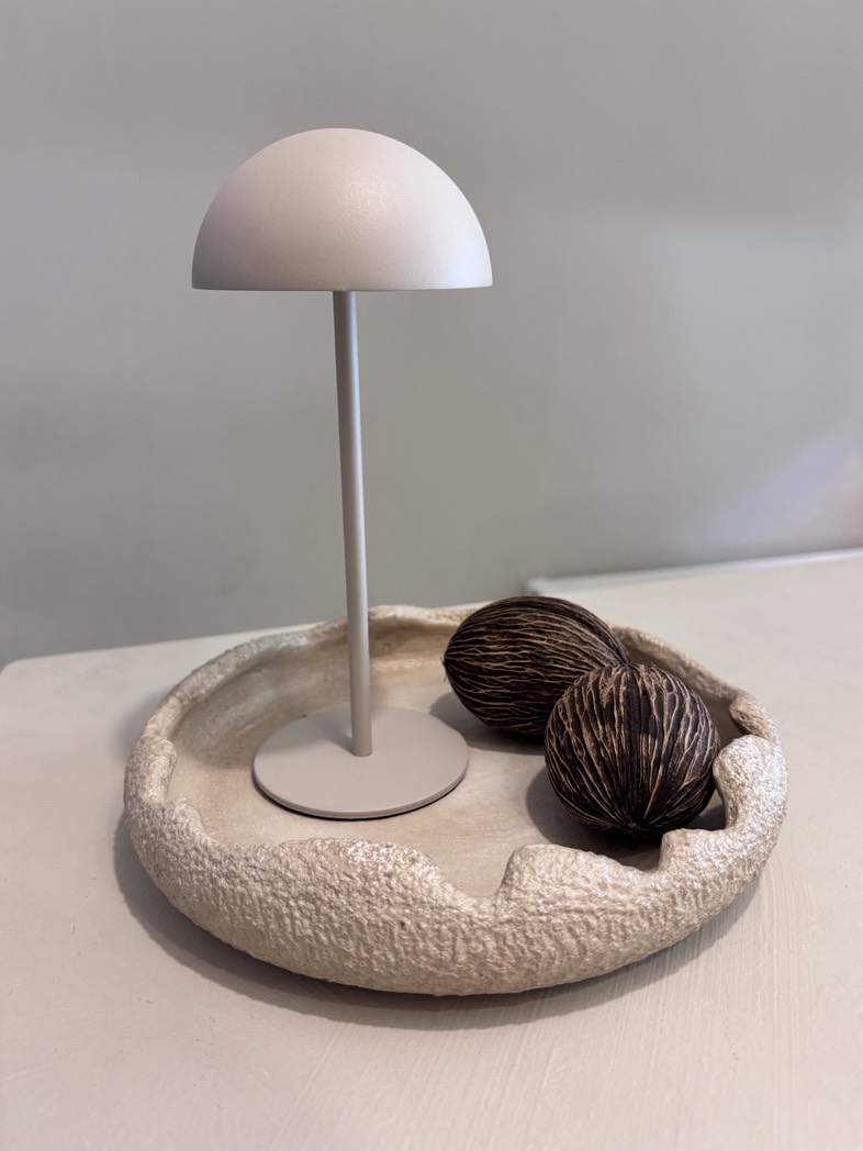 Touch lamp mat beige draadloze dimbare tafellamp met 3 lichtwarmtes en IP44 waterbestendig