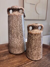 Bruin gespikkelde vaasjes van keramiek set van 2
