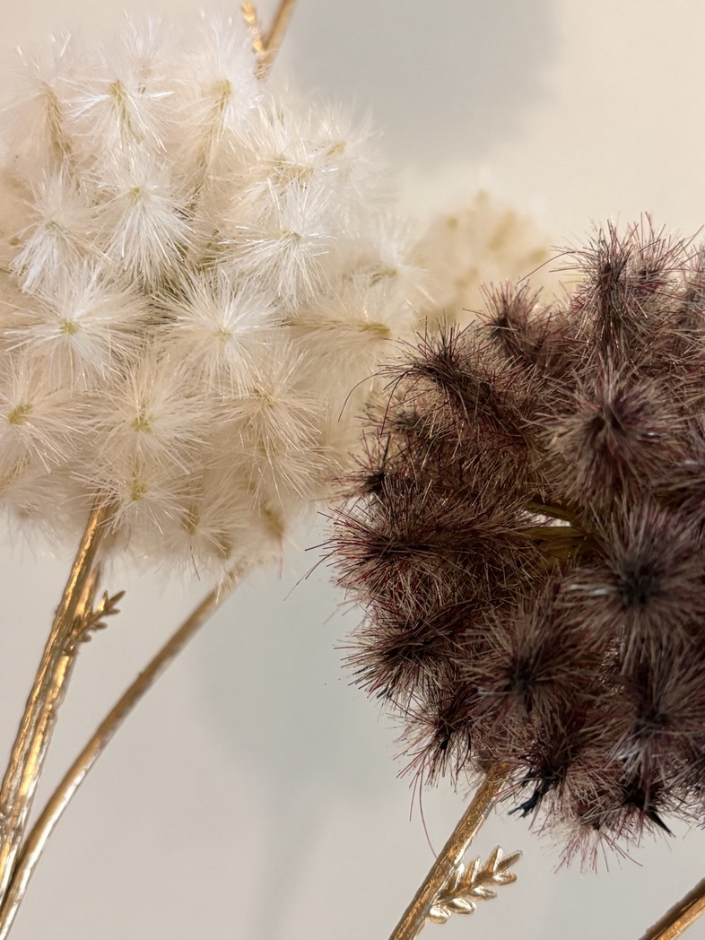 Kunstbloem Bol | Crème & Bruin - Afbeelding 2