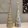 Champagne beige decoratie kerstboom van 38 cm in sparkle of effen uitvoering – Fleeky Living