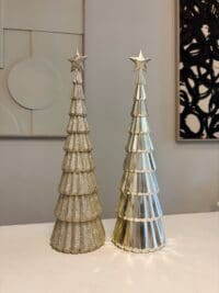 Champagne beige decoratie kerstboom van 38 cm in sparkle of effen uitvoering – Fleeky Living