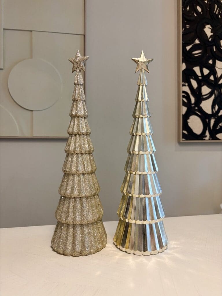 Champagne beige decoratie kerstboom van 38 cm in sparkle of effen uitvoering – Fleeky Living