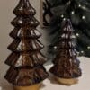 Bruin glazen kerstboompje met ledverlichting in 20 en 27 cm hoog